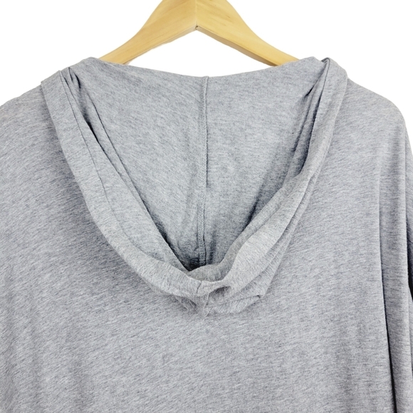 Torrid Gray Hooded Draped Cardigan Size 0X Open Front Ruffled Lightweight Lounge - Picture 9 of 12